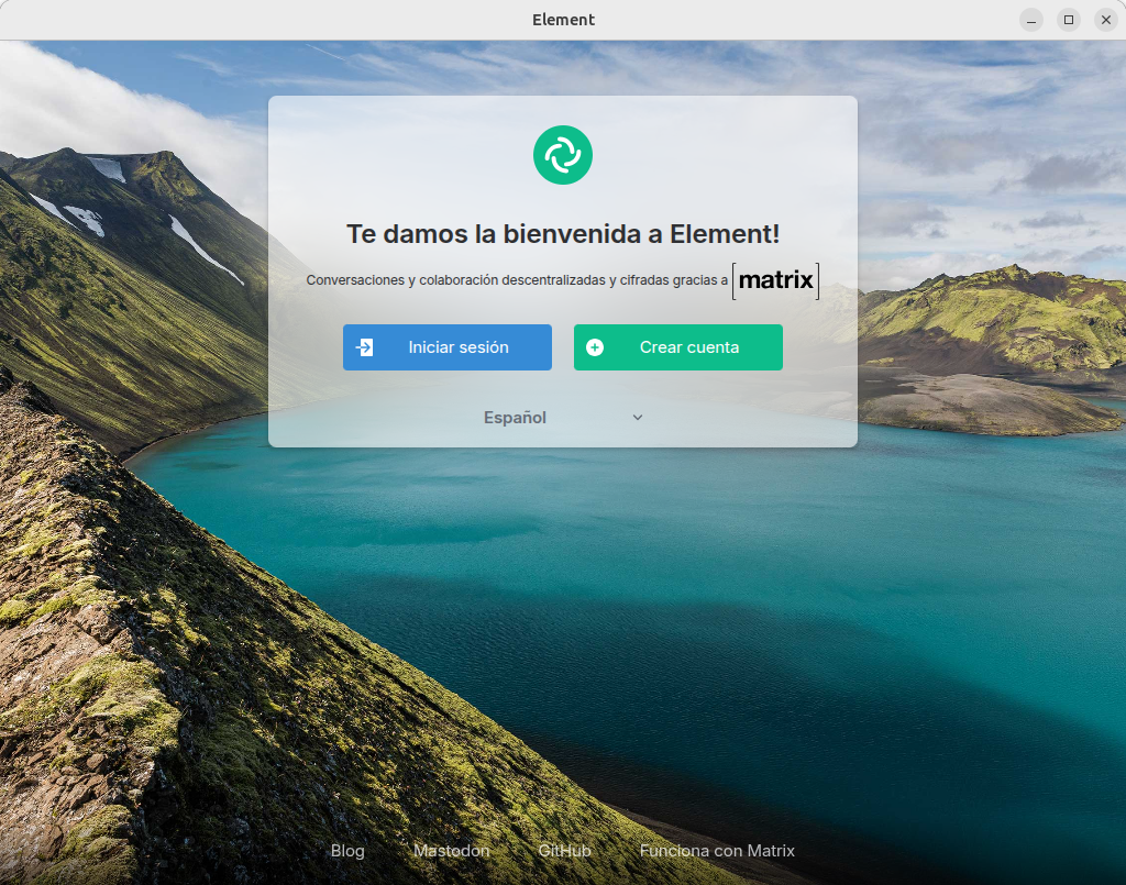 Pantalla de inicio de sesión