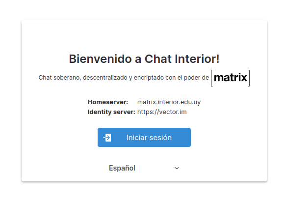 Captura de pantalla de la página principal del chat